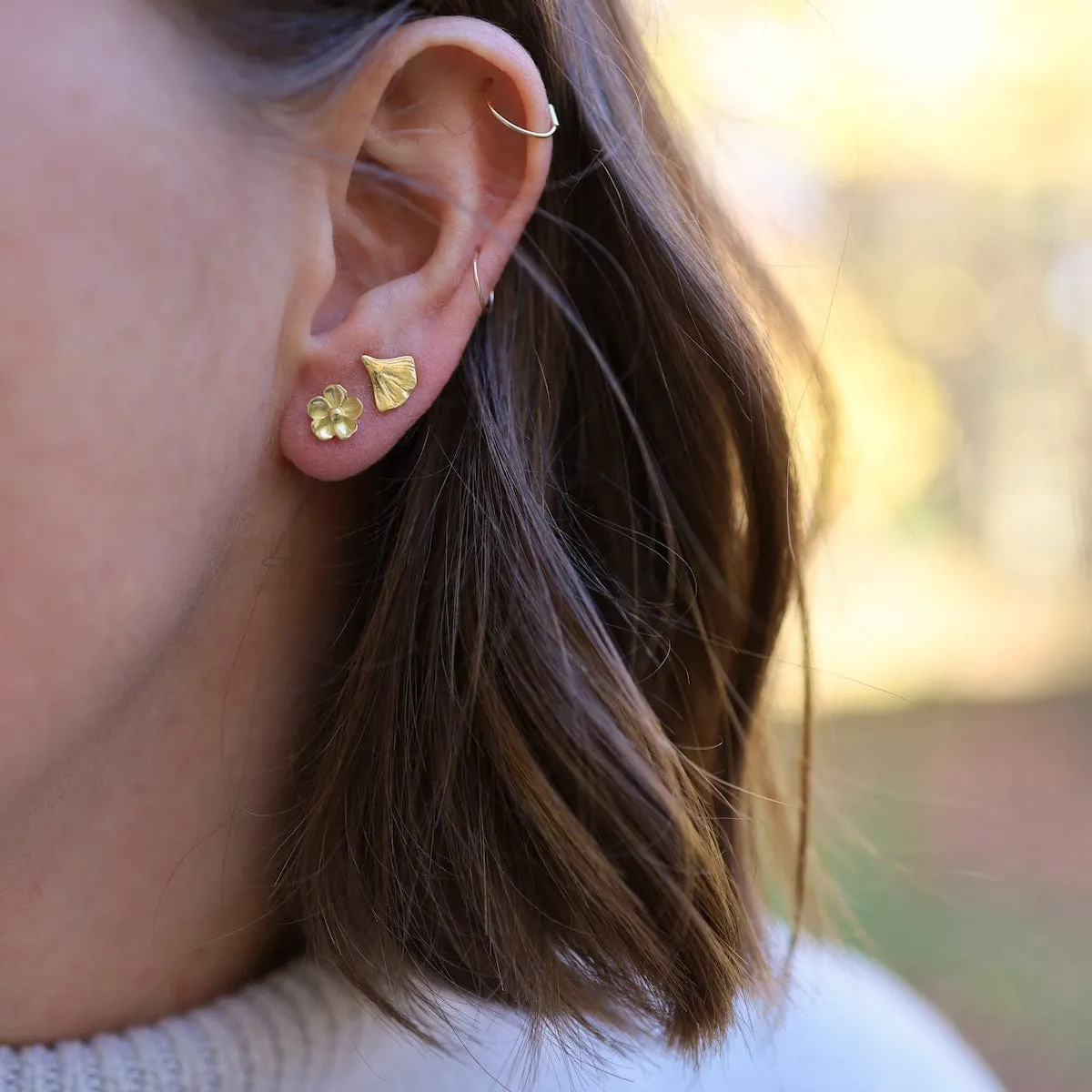Sterling Silver & 18K Gold Flower Stud
