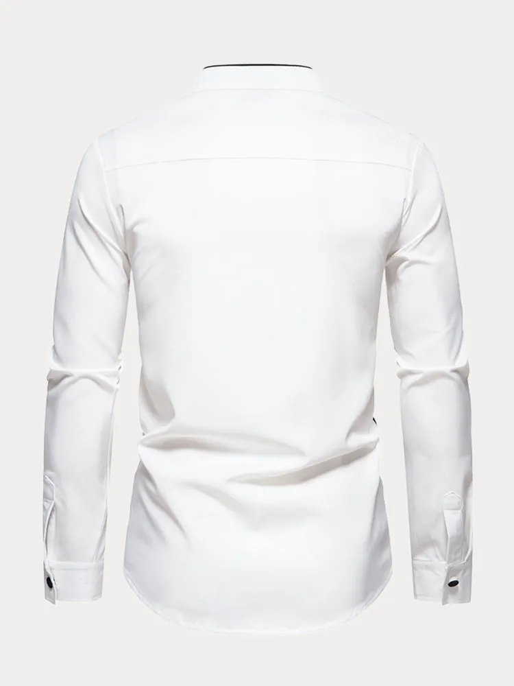 Stylish Contrast Color Fitted Shirt