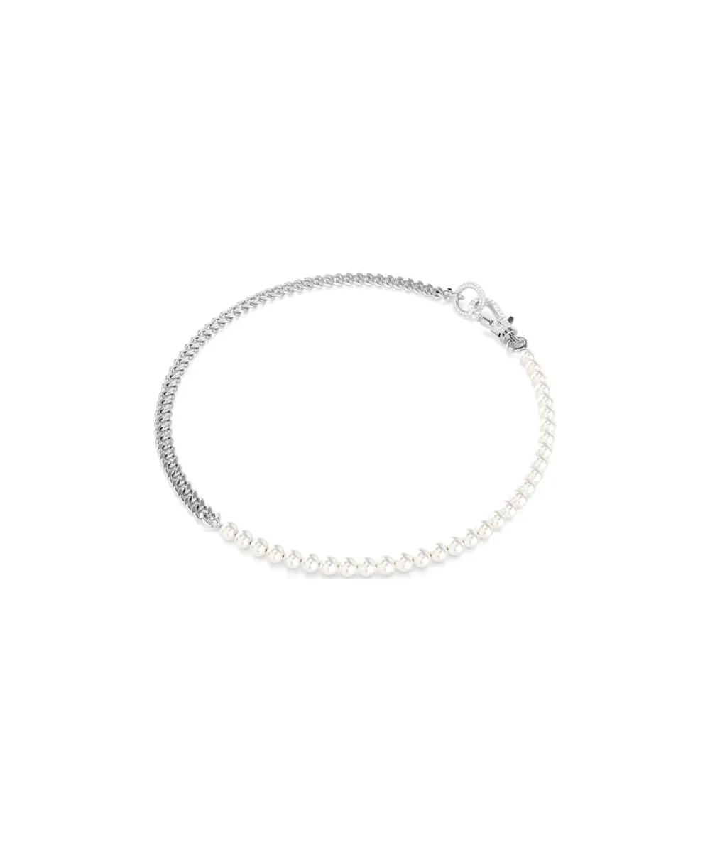 SWAROVSKI DEXTERA NECKLACE,PAVE,CRYSTAL PEARL, WHITE, RHODIUM PLATED