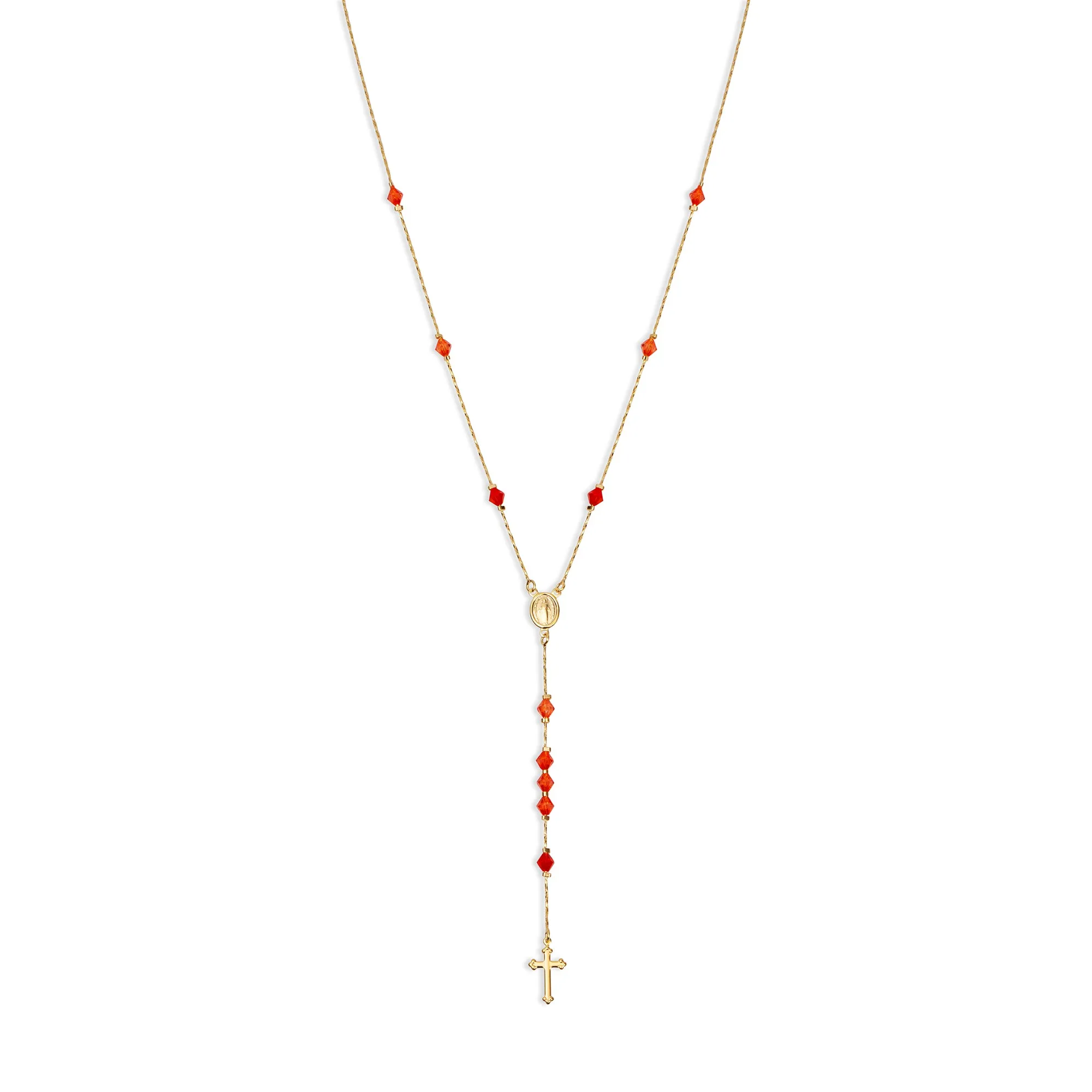 THE BOLD RED ROSARY NECKLACE