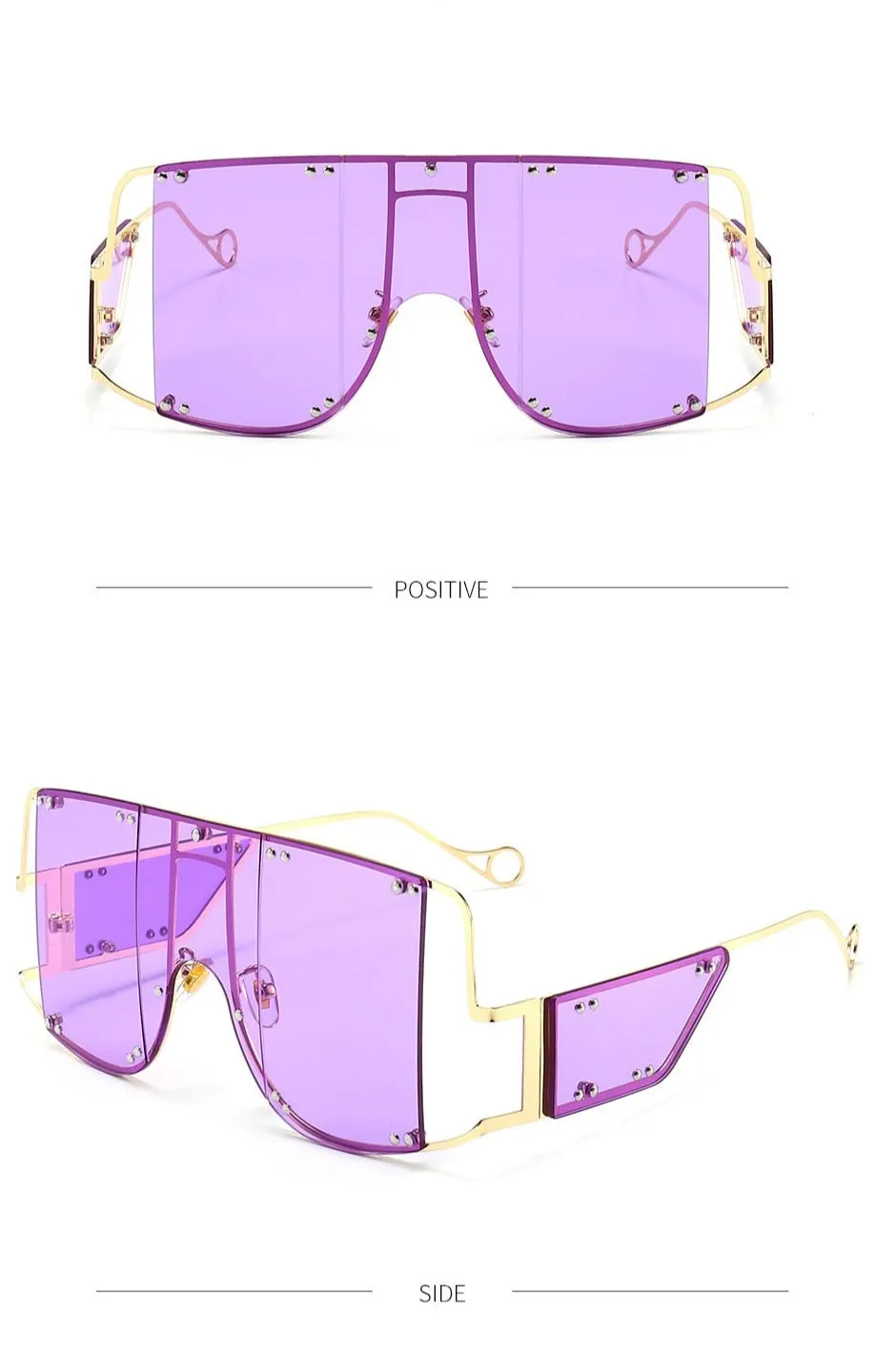 Trendy Oversized Rimless Sunglasses