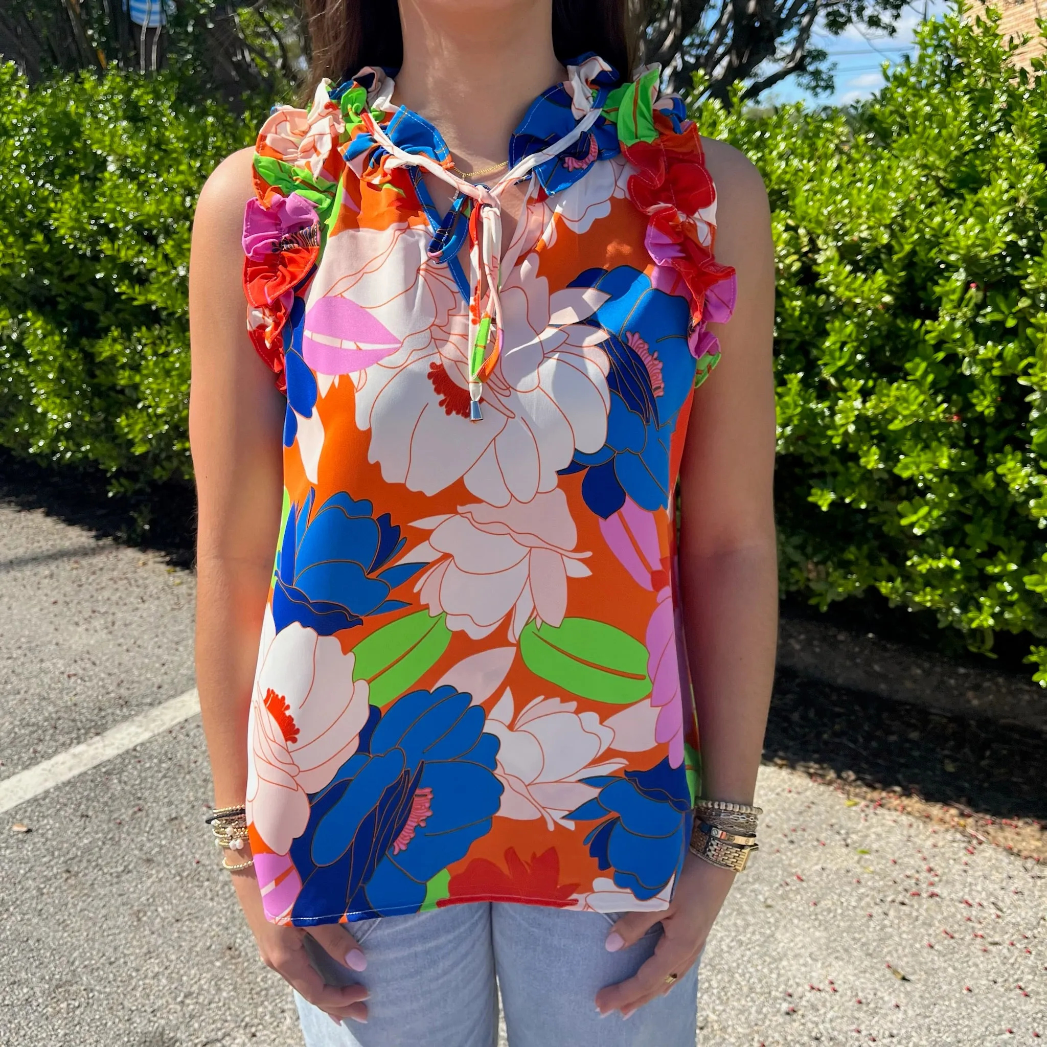 Tropical Ruffle Top