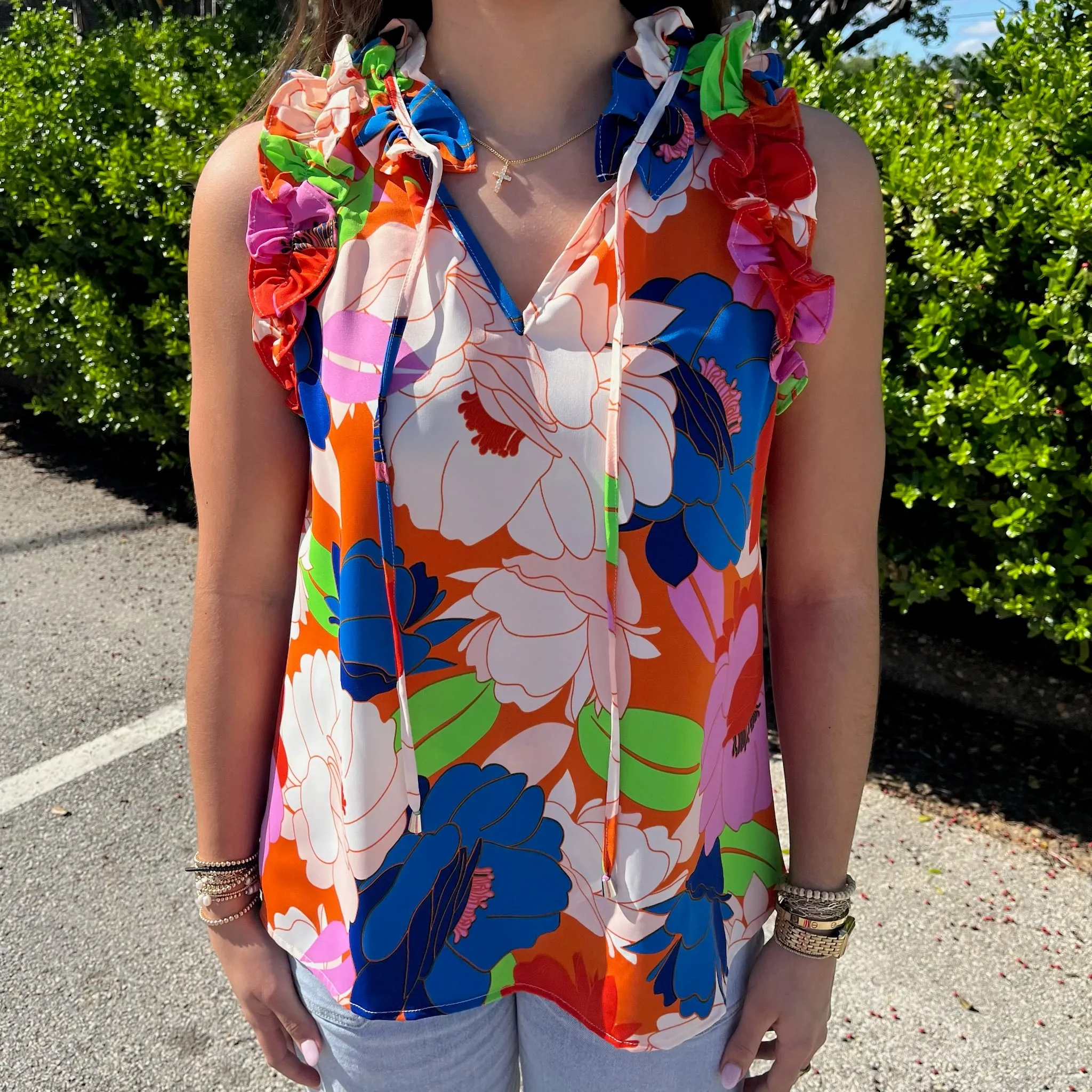 Tropical Ruffle Top