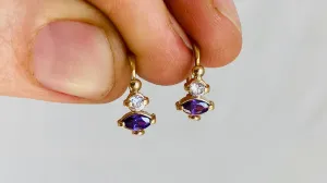 Vintage Ecuadorian Gold Earrings With Crystal. 18kt. 0387