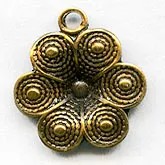 Vintage stamped brass flower charm. 10mm Pkg. of 10. b9-0880
