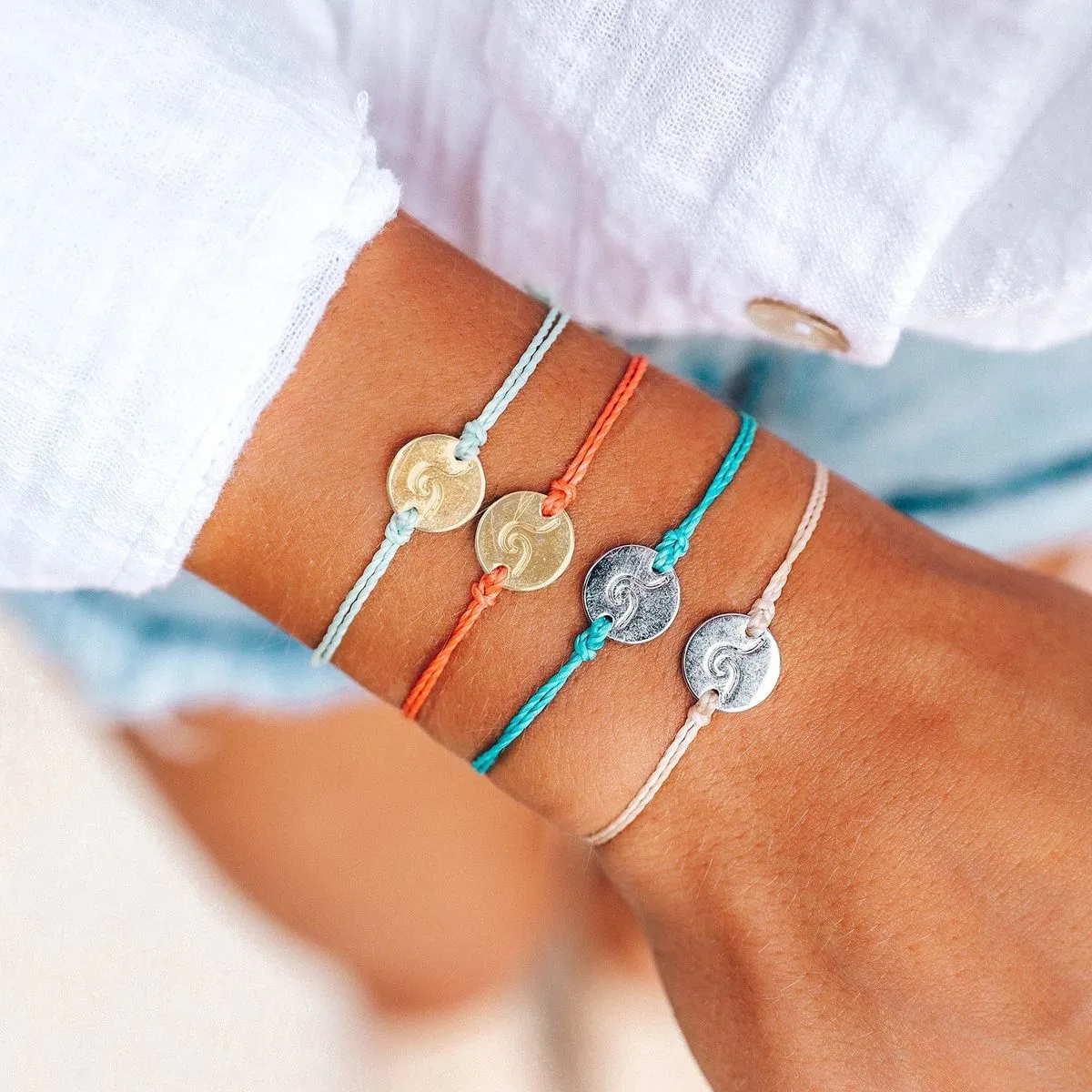 Wave/Surf Coin Charm Bracelet