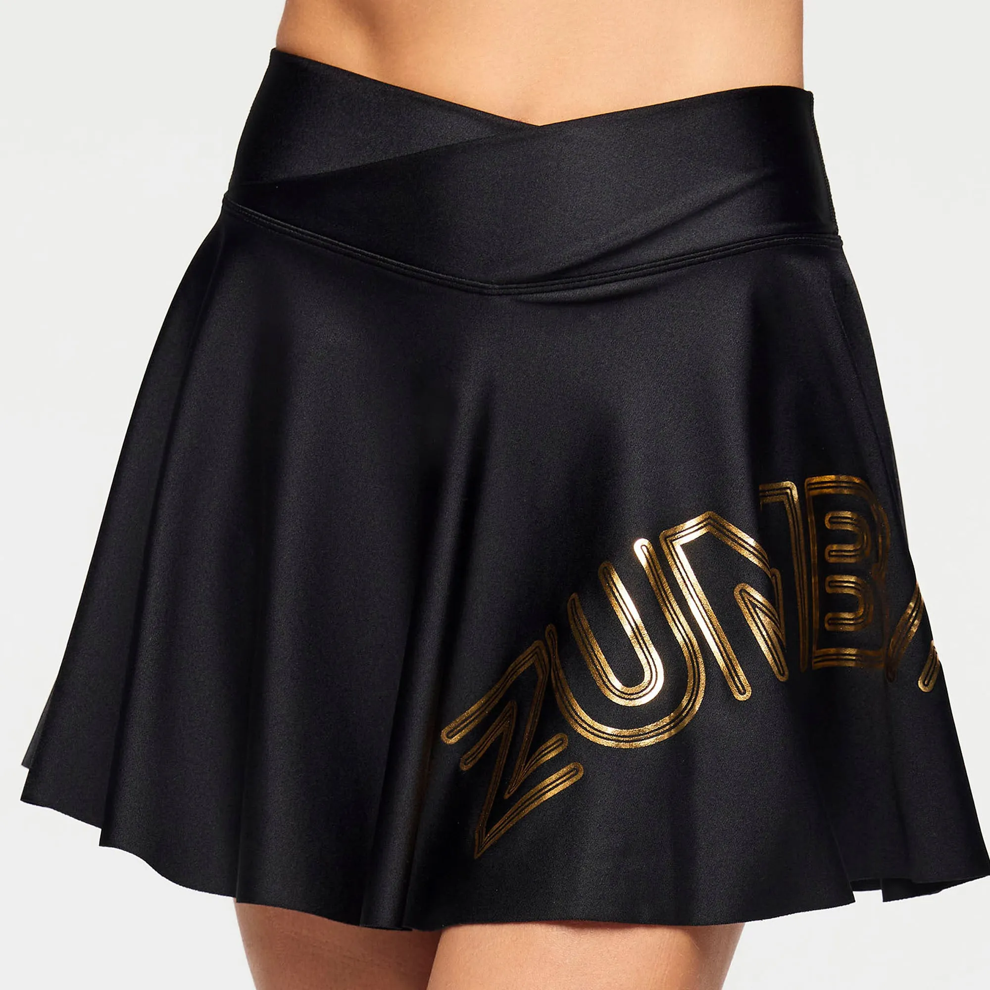 Zumba® Runway Crossover Waistband Skort - Bold Black